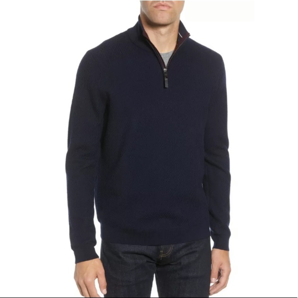 NWT Ted Baker Wool Quarter Zip Sweater 5 XXL
